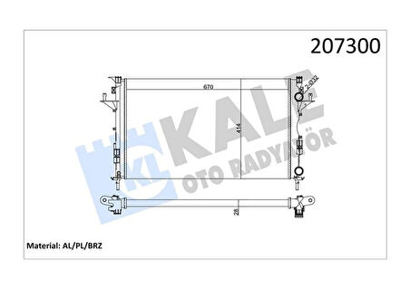 RADYATÖR LOGAN 2 1.6-1.8-2.0-1.9 DCI AC MEK OTOM 670X399X26 2 SIRA AL SİSTEM 8200008764