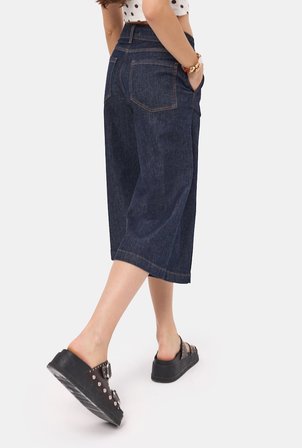 Kadın İndigo Selvedge 7w6-50 Maxi Denim Bermuda Jort