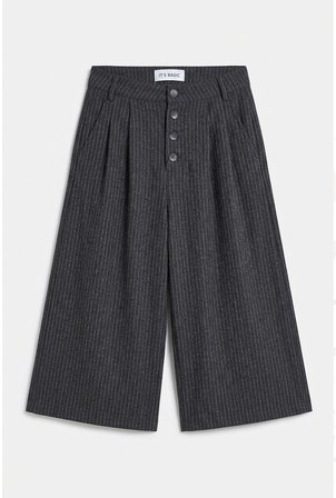 Kadın Antrasit Çizgili w6-45 Baggy Bermuda Şort Pantolon