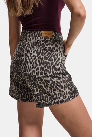 Kadın Leopar 1w6-26 Midi Relax Fit Denim Şort