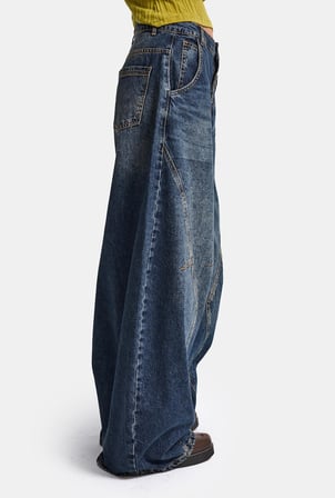 Kadın Kot Rengi 2w6-8 Barrel Fit Süper Bol Kesim Özel Tasarım Denim Jean