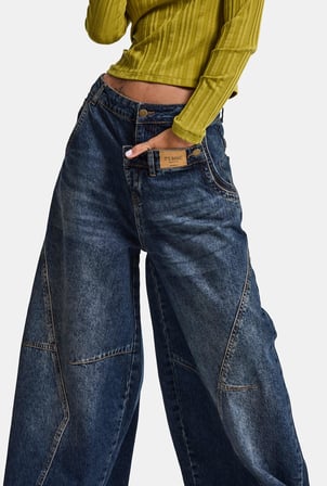 Kadın Kot Rengi 2w6-8 Barrel Fit Süper Bol Kesim Özel Tasarım Denim Jean