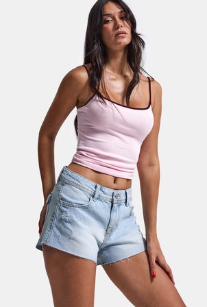 Kadın Ice 12s6-3 Mini Mom Arkadan Cepli %100 Koton Denim Şort