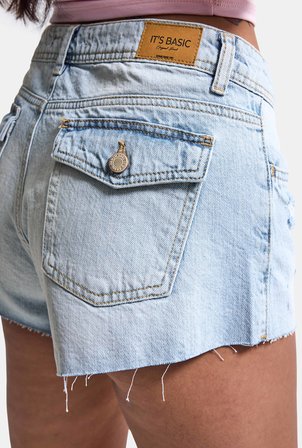 Kadın Ice 12s6-3 Mini Mom Arkadan Cepli %100 Koton Denim Şort