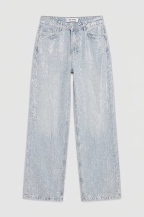 Kadın Ice T-4s6-3 Straight Fit Parlak Taşlı Özel Tasarım Denim Jean