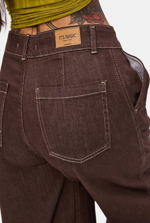 Kadın Kahve 1w6-16 Jogger Ballon Fit Bol Kesim Denim Jean
