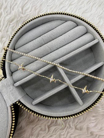 💎 Premium Parlak Gold Renk Su Yolu ve Yıldız Figürlü Katmanlı Kadın Bijuteri Bileklik (23cm)