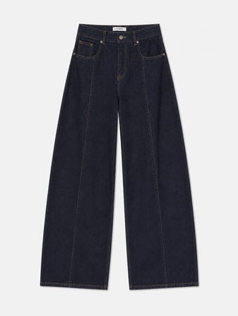 Kadın İndigo Selvedge 7w6-50 Barrel Fit Kemer Detaylı Denim Jean