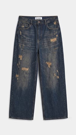 Kadın T.Kot Rengi 10w6-8 Palazzo Fit Süper Bol Kesim Denim Jean