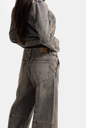 Kadın Koyu Kot 4w6-85 Mega Baggy Aksesuar Detaylı Tasarım Denim Jean
