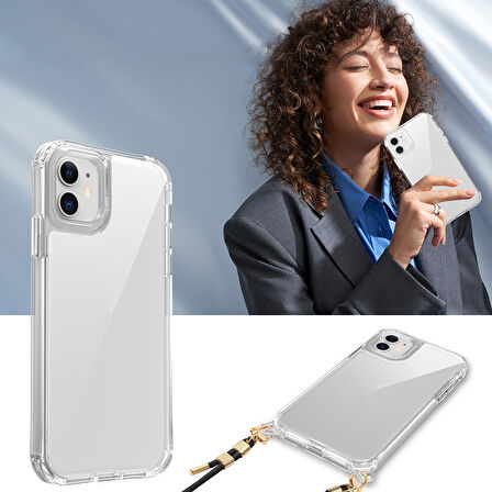 Apple iPhone 11 Uyumlu Kılıf Askı Aparatlı İp Takılabilen (ip üründe yoktur) Telefon Kılıfı
