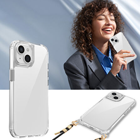 Apple iPhone 13 Uyumlu Kılıf Askı Aparatlı İp Takılabilen (ip üründe yoktur) Telefon Kılıfı