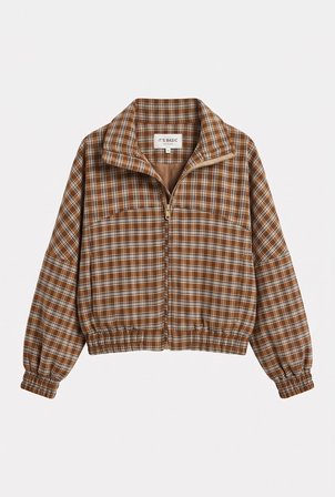 Kadın Kahve Ekose w6-32 Oversize Kemer Boy Tasarım Ceket
