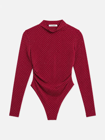 Kadın w6-35 Snap Body Suit Parlak Taşlı Tasarım Body