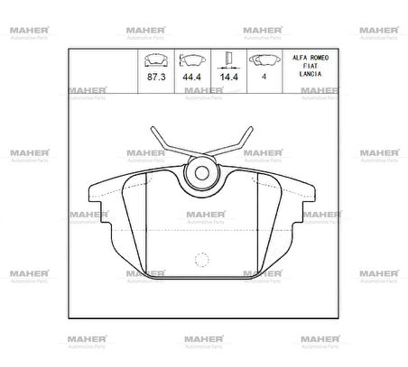 FREN BALATA FIAT TEMPRA / TIPO / MAREA 1996-2007 / BRAVA 1995-2002 / BRAVO 1995-2004 / ALFA ROMEO 145-146-155-110 ARKA 9947938
