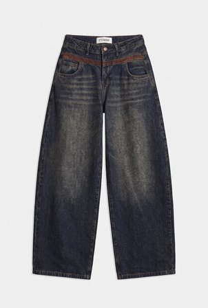Kadın Koyu Kot 2w6-8 Barrel Fit Bol Kesim Özel Tasarım Denim Jean