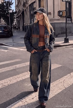 Kadın Koyu Kot 2w6-8 Barrel Fit Bol Kesim Özel Tasarım Denim Jean