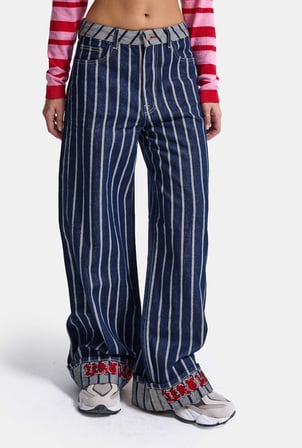 Kadın 7w6-50 Süper Baggy Fit Özel Tasarım Denim Jean