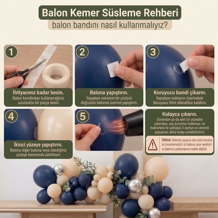 BakGelAl Şeffaf Balon Yapıştırma Bandı 7 li set - Doğum Günü ve Parti Süsleme Çift Taraflı Yapıştırıcı