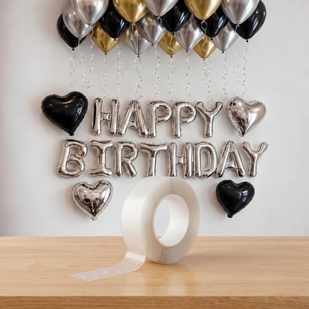 BakGelAl Şeffaf Balon Yapıştırma Bandı 7 li set - Doğum Günü ve Parti Süsleme Çift Taraflı Yapıştırıcı