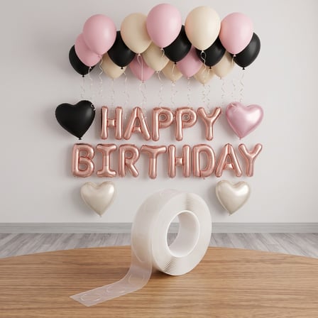 BakGelAl Şeffaf Balon Yapıştırma Bandı 7 li set - Doğum Günü ve Parti Süsleme Çift Taraflı Yapıştırıcı