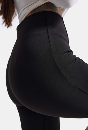 Kadın Siyah w6-1 Capri Leggings Esnek Kumaş Capri Pantolon