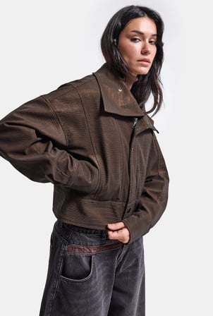 Kadın w6-81 Crop Fit Özel Kumaş Tasarım Oversize Ceket