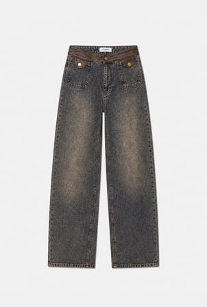 Kadın 2w6-8 Straight Fit Deri Kemer Detaylı Özel Tasarım Denim Jean