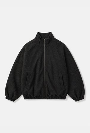Kadın Antrasit w6-1 Oversize Parlak Taş Tasarım Bomber Ceket