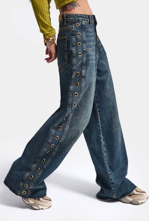 Kadın Koyu Kot 2w6-8 Maga Baggy Özel Tasarım Denim Jean