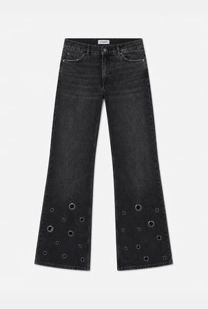Kadın Koyu Füme 2w6-1 Flare Fit Özel Tasarım Denim Jean