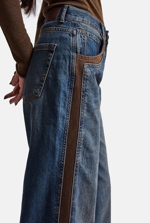 Kadın Kot Rengi 2w6-8 Straight Fit Kahve Çift Parça Özel Tasarım Denim Jean