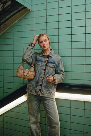 Kadın 4w6-11 Relaxed Fit Oversize Tasarım Denim Ceket