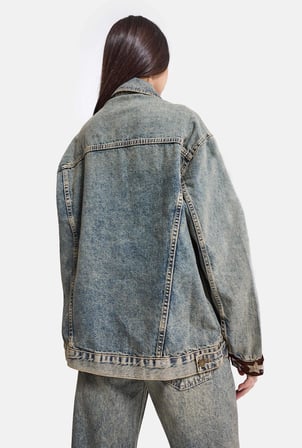 Kadın 4w6-11 Relaxed Fit Oversize Tasarım Denim Ceket