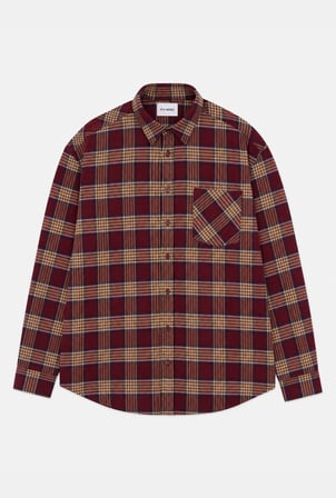 Kadın Bordo Ekose w6-38 Oversize Gömlek