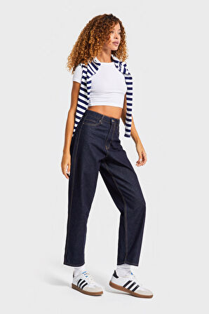 Kadın İndigo Renk 7w5-50 Relax Fit %100 Koton İç Boy 69cm %100 Koton Denim Jean