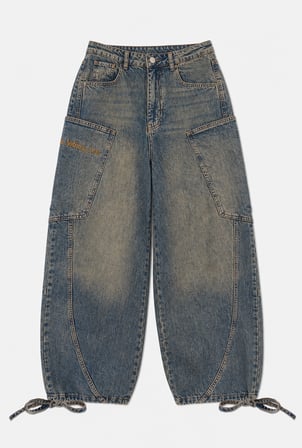 Kadın 4w6-85 Baggy Fit Özel Nakış Detaylı Tasarım Denim Jean