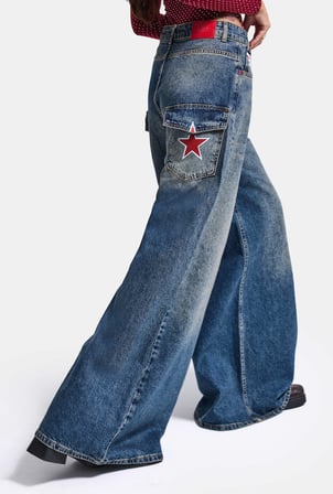 Kadın 2w6-8 Süper Baggy Özel Tasarım Jean