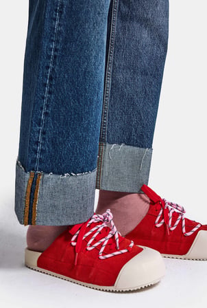 Kadın Koyu Mavi 2w6-5 Relaxed Fit Paça Detaylı Denim Jean