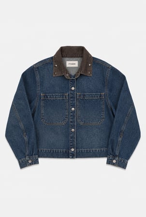 Kadın T-2w6-8 Kemer Boy Aksesuar Detaylı Tasarım Denim Ceket