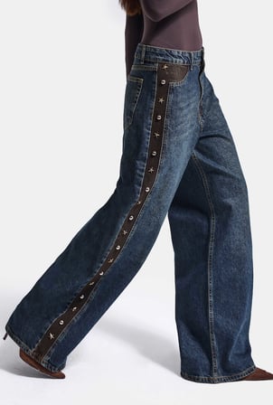 Kadın T-2w6-8 Süper Baggy Aksesuar Detaylı Özel Tasarım Denim Jean
