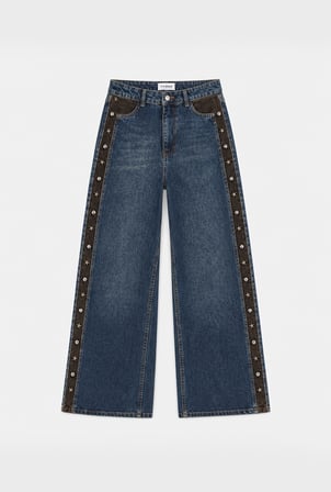 Kadın T-2w6-8 Süper Baggy Aksesuar Detaylı Özel Tasarım Denim Jean