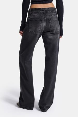 Kadın Koyu Füme 2w6-1 Straight Fit Kemer Detaylı Tasarım Denim Jean