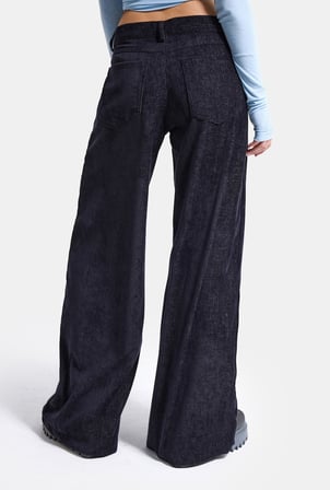 Kadın Koyu Laci w6-56 Palazzo Fit Pürüzsüz Velvet Kadife Kumaş Pantolon