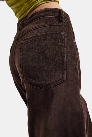 Kadın Kahve w6-81 Palazzo Fit Pürüzsüz Velvet Kadife Kumaş Pantolon