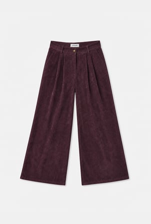 Kadın Bordo w6-52 Straight Crop Pürüzsüz Velvet Kadife Kumaş Pantolon