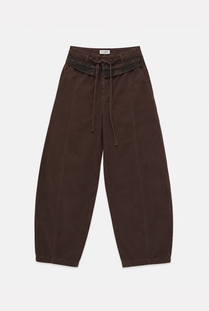 Kadın 6w6-16 Barrel Fit Ekose Kemer Detaylı Tasarım Denim Jean