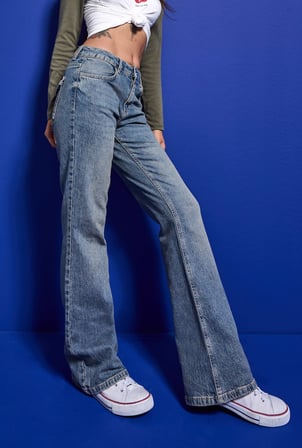 Kadın 2w6-32 Bootcut Flare Orta Bel Denim Jean