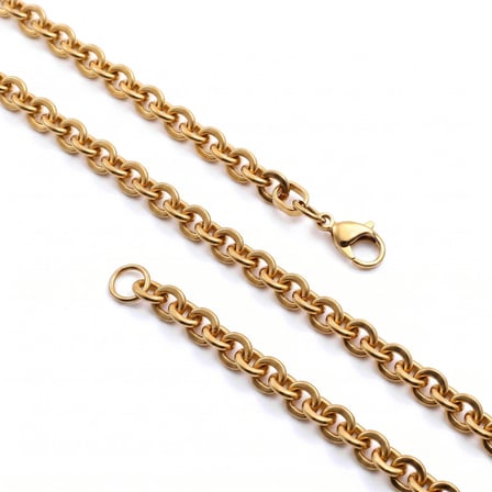💎 Premium Parlak ve Şık Mariner Zincir Erkek 316L Çelik Kolye 6mm 55cm 3183ECK045 - Gold Renk