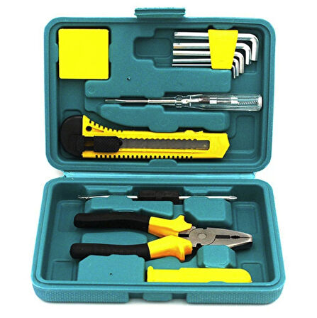 Tam Takım 12 parça tamir seti tornavida pense alyan metre falçata full set Kontrol kalemi dahil çantalı
